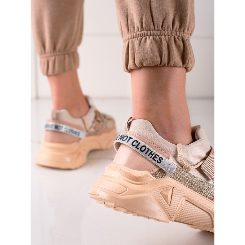 TRENDI Sneakers mit Klettverschluss Mode beige golden 1