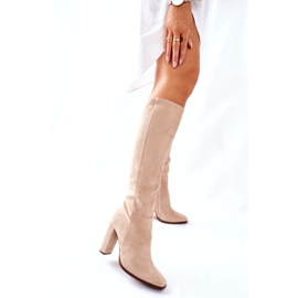 PS1 Warme Stiefel für Damen mit Absatz Beige Finner 2
