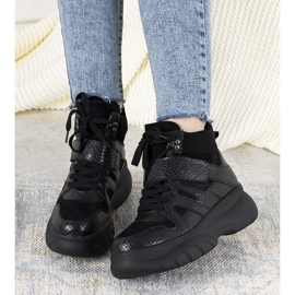 Schwarze Winter-Sneaker mit dem Tiermotiv Ninette 1