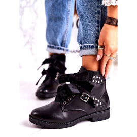 SEA Warme Damenstiefel mit Schnallen und Band Schwarz Special 1