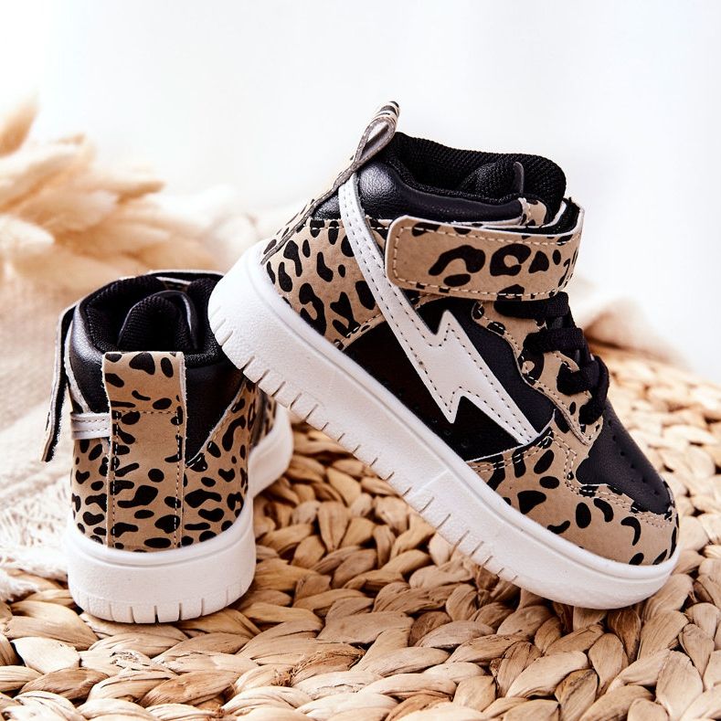 FR1 Hohe Sportschuhe für Kinder Schwarz und Beige Bartnie weiß braun 1