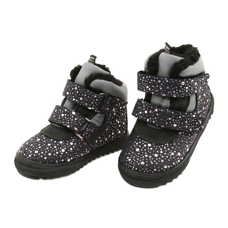 Wasserdichte Stiefel mit rosa Rose TE-POR Mazurek 1360 grau 3