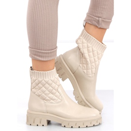 Stiefel mit gestepptem Obermaterial Elin Beige 2