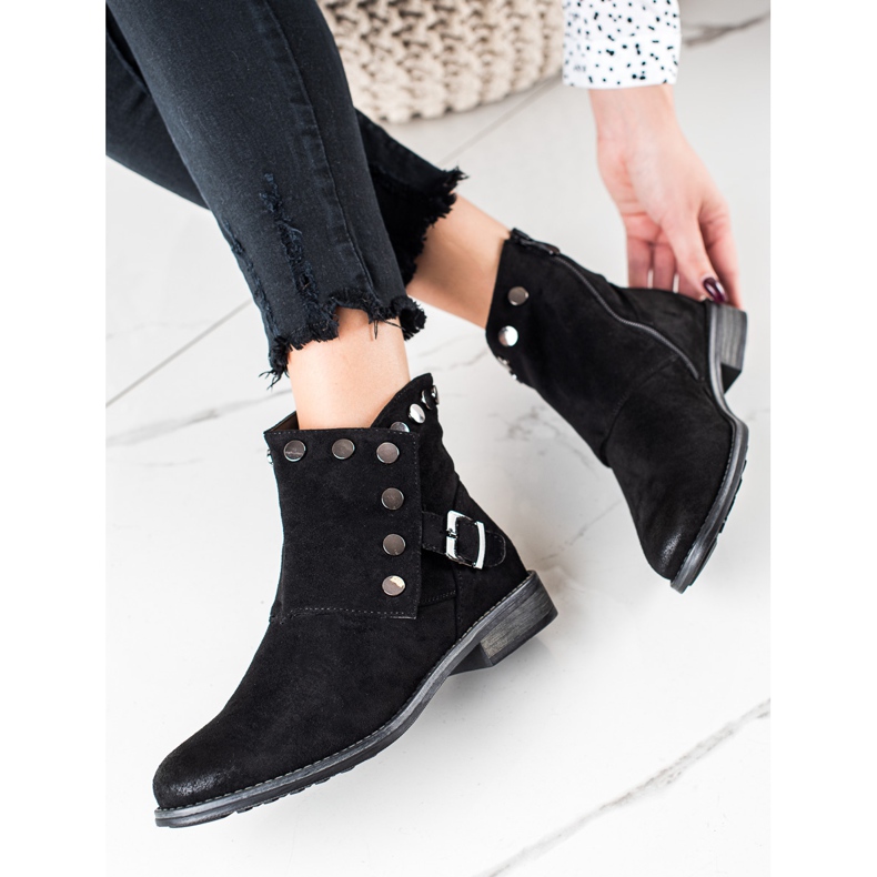 W. Potocki Wildlederstiefeletten mit Potocki-Verzierungen schwarz 1