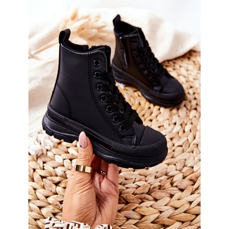 FR1 Isolierte Sneakers aus Leder für Kinder Schwarz Bomi 2