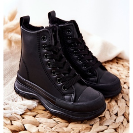 FR1 Isolierte Sneakers aus Leder für Kinder Schwarz Bomi 1