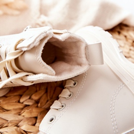 FR1 Warme Kinder Sneakers aus Leder Hellbeige Bomi 1