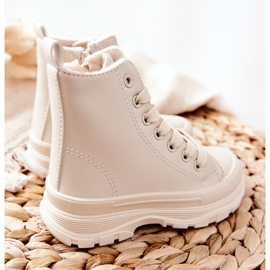 FR1 Warme Kinder Sneakers aus Leder Hellbeige Bomi 2