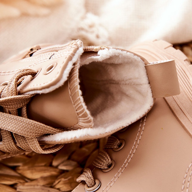 FR1 Warme Sneakers aus Leder für Kinder Beige Bomi 1