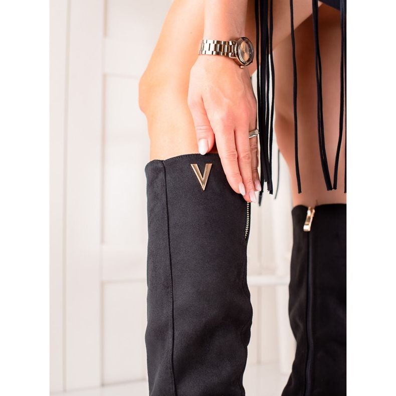 TRENDI Elegante Wildlederstiefel schwarz 1