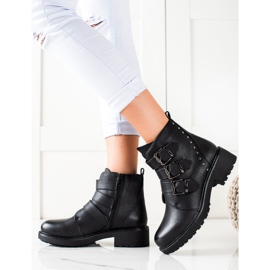 Anesia Paris Arbeiter mit Schnallen schwarz 1