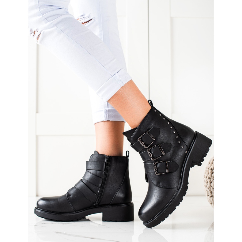 Anesia Paris Arbeiter mit Schnallen schwarz 1