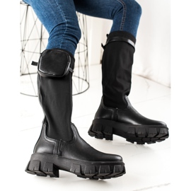 Best Shoes Modische Stiefel mit Tasche schwarz 1