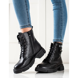 Goodin Schwarze Schnürtaschen mit Ornament 2