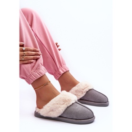 Damen Hausschuhe Hausschuhe mit Fell Grau Pinky 4