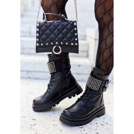 PE1 Damenstiefel Arbeiter mit Nieten Schwarz Eveis 2