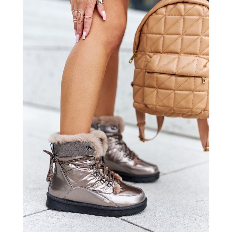 POTOCKI Hohe Fell-isolierte Schneestiefel Golden Sneezy 1