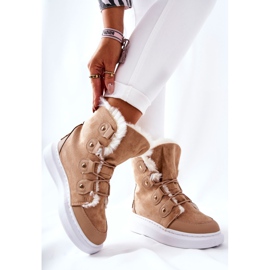 Beige Hoppy Warme Stiefel mit Fell khaki 2