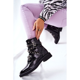 Lackierte Stiefel mit schwarzen Lorist-Streifen 1