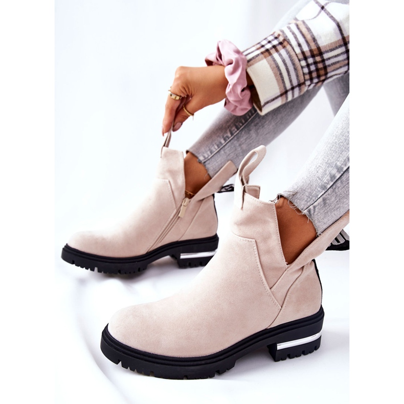 PS1 Warm Booties Jodhpurstiefel Mit Reißverschluss Beige My Way 2