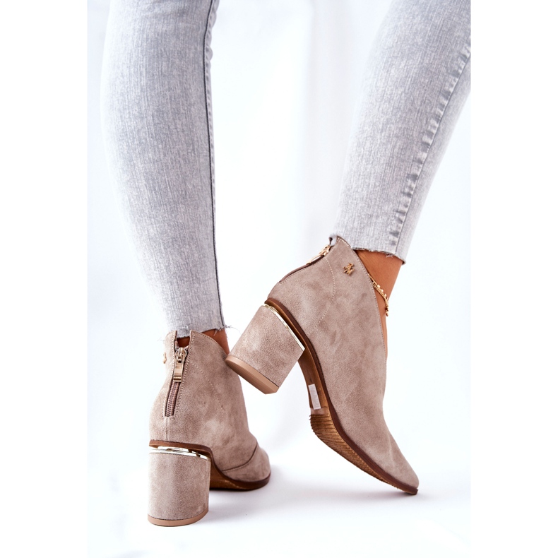 Lederstiefel mit hohem Absatz Laura Messi Beige 2344 2