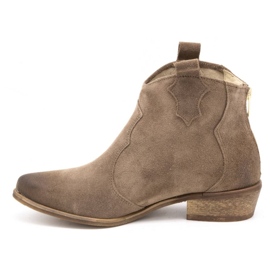 Exquisite Leder Damenstiefel 1128EX Mandel beige 1