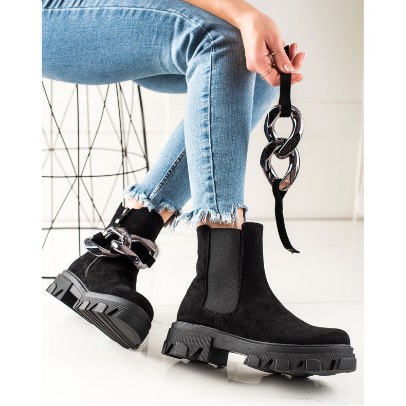 Wildlederstiefel auf der S. Barski-Plattform schwarz 1