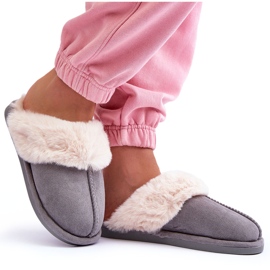 Damen Hausschuhe Hausschuhe mit Fell Grau Pinky 6