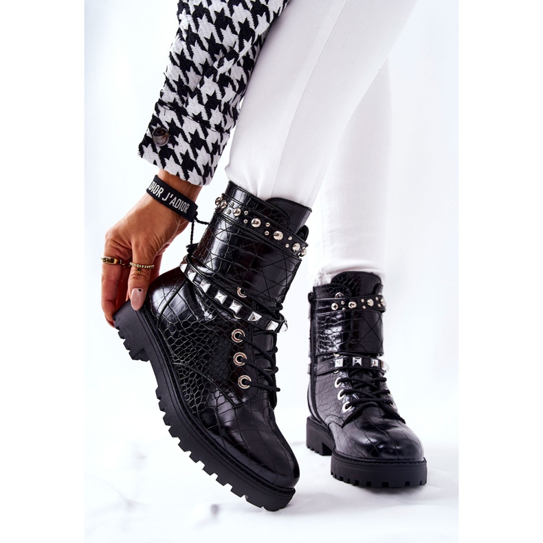 PG1 Schwarze Nephele Warme Stiefel Arbeiter mit Nieten 1