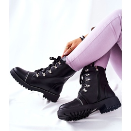 PG1 Klassische schwarze Daiane Lederstiefel mit Schnürung 1