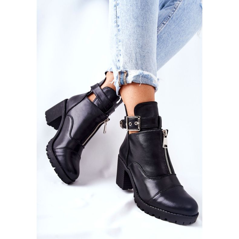 PG1 Schwarze Clive Stiefel auf hohem Absatz mit Schnalle 2