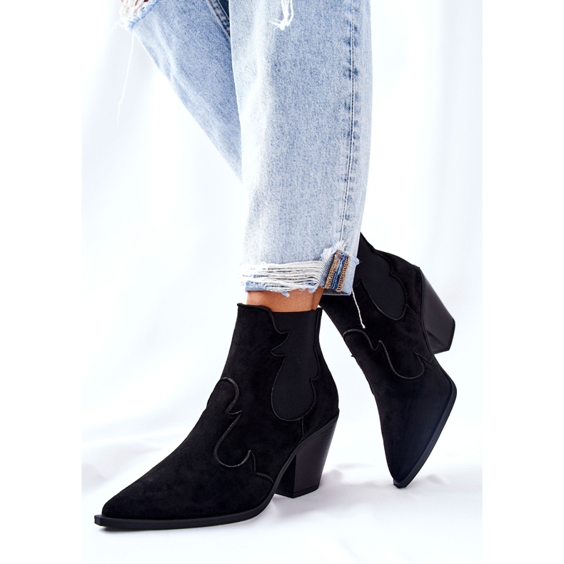 PG1 Schwarze Maurelle Wildleder Cowboystiefel 1