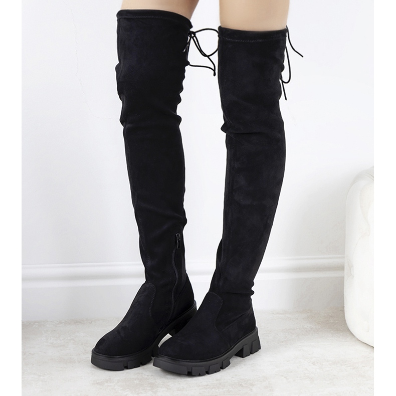 Schwarze Stiefel mit hoher Sohle von Patrice 1