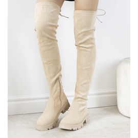 Beige Stiefel mit hoher Sohle von Patrice 1