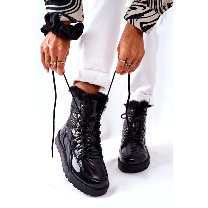 POTOCKI Hohe Fell-isolierte Schneestiefel Schwarz Sneezy 4