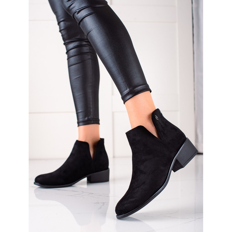 Evento Klassische Booties mit Schnitt schwarz 1