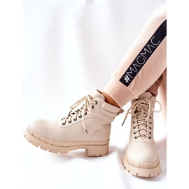 Ideal Shoes Timberki Stiefel Traperki Beżowe Mustgrow beige 1