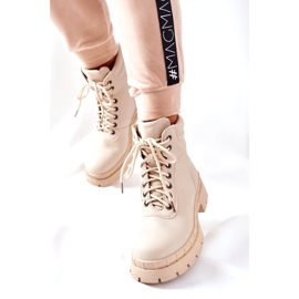 Ideal Shoes Timberki Stiefel Traperki Beżowe Mustgrow beige 2