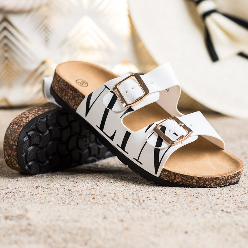 Weiße bequeme Flip-Flops aus Öko-Leder 1