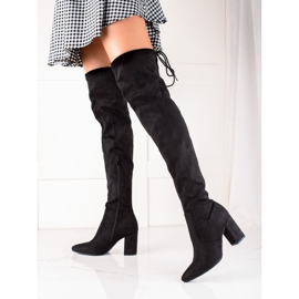 Kayla Oberschenkelhohe Stiefel aus Wildleder schwarz 1