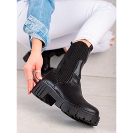 Laura Mode Slip-on-Chelsea-Stiefel auf der Plattform schwarz 1