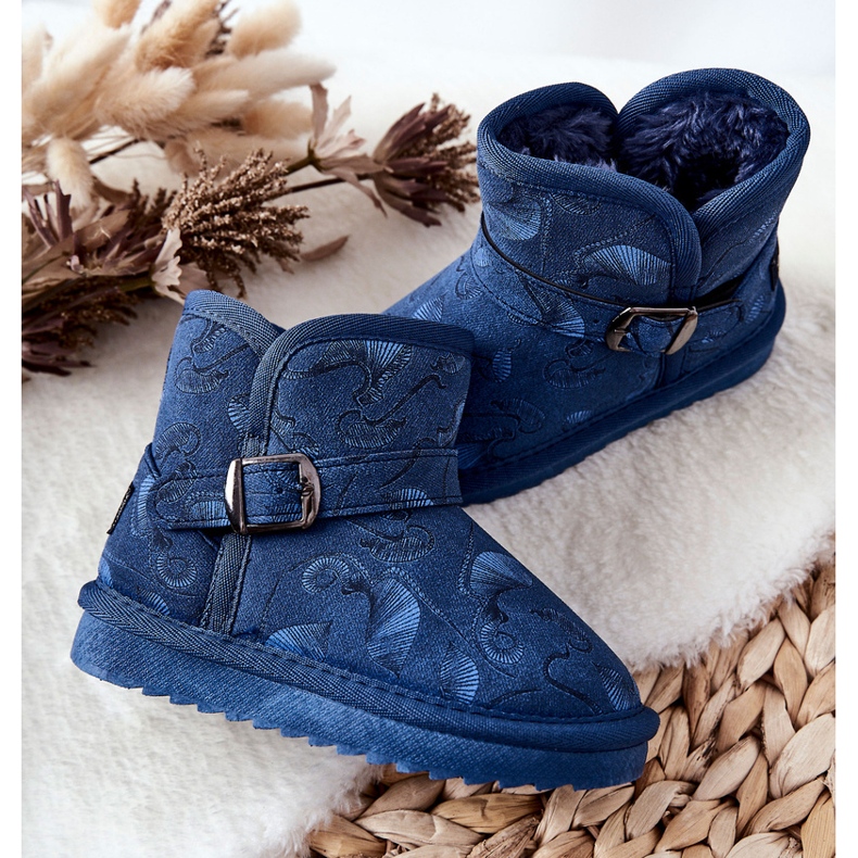 Schneestiefel für Kinder mit Fell Marineblau Kawai 2
