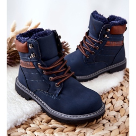 PA1 Warme Trapper für Kinder Marineblau Graves braun 2