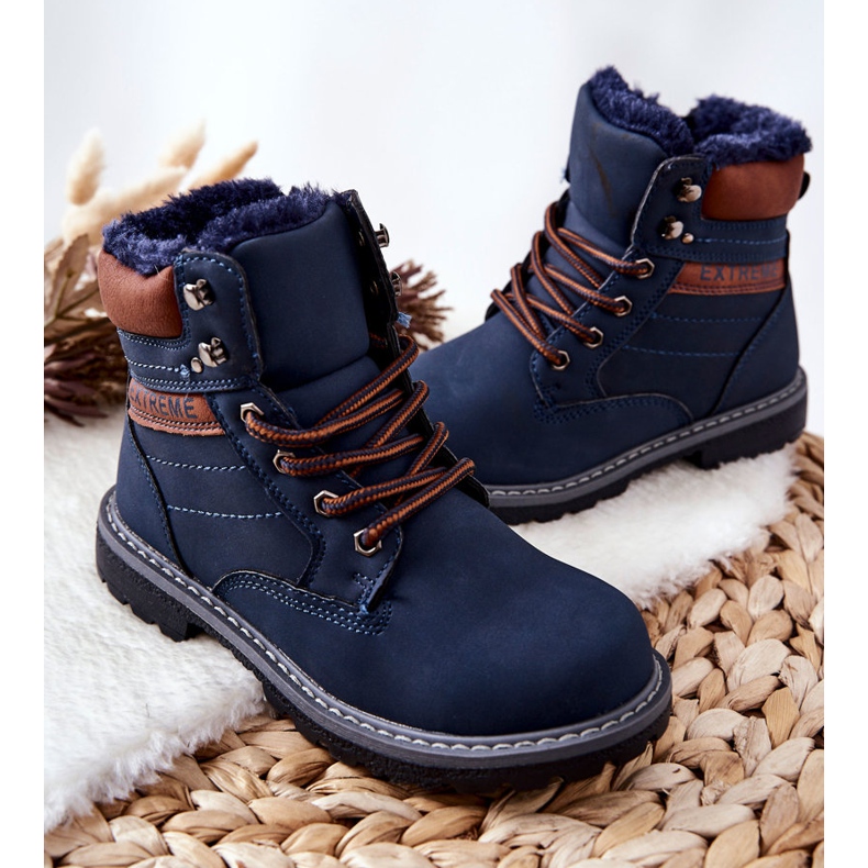 PA1 Warme Trapper für Kinder Marineblau Graves braun 2