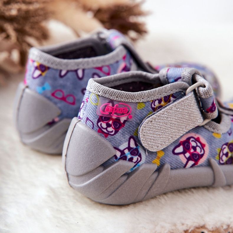 BEFADO S.A. Hausschuhe Inblu mit Klettverschluss 190P093 Grau-Blau 1