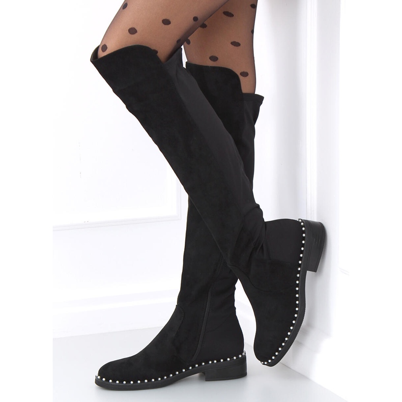 Overknee-Stiefel mit Verso Black Perlen schwarz 2