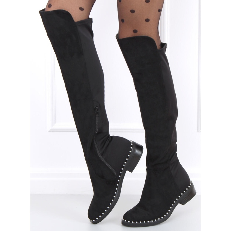 Overknee-Stiefel mit Verso Black Perlen schwarz 1