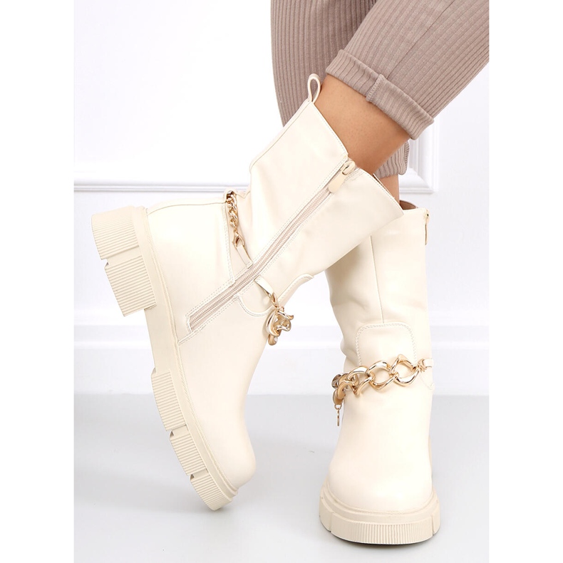 Stiefel mit abnehmbarer Kette Lome Beige 2