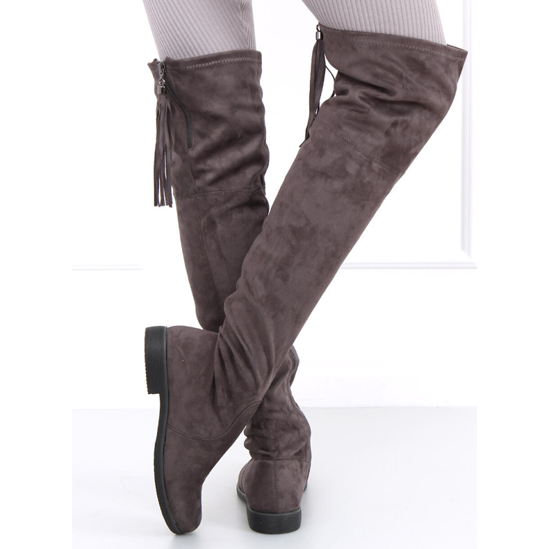 Toum Graue Overknee-Stiefel 1