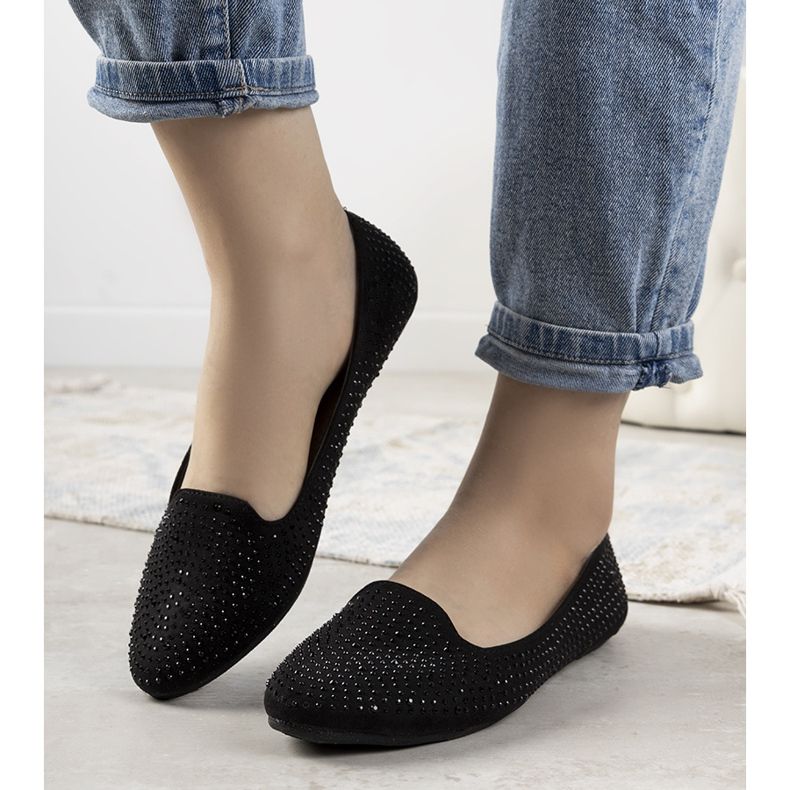 Schwarze Ballerinas verziert mit Harriette Zirkonia 1